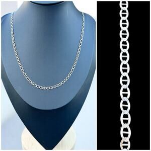 Mariner Chain Anchor Link Sterling Silver Unisex Necklace 925 22 Inches 4mm